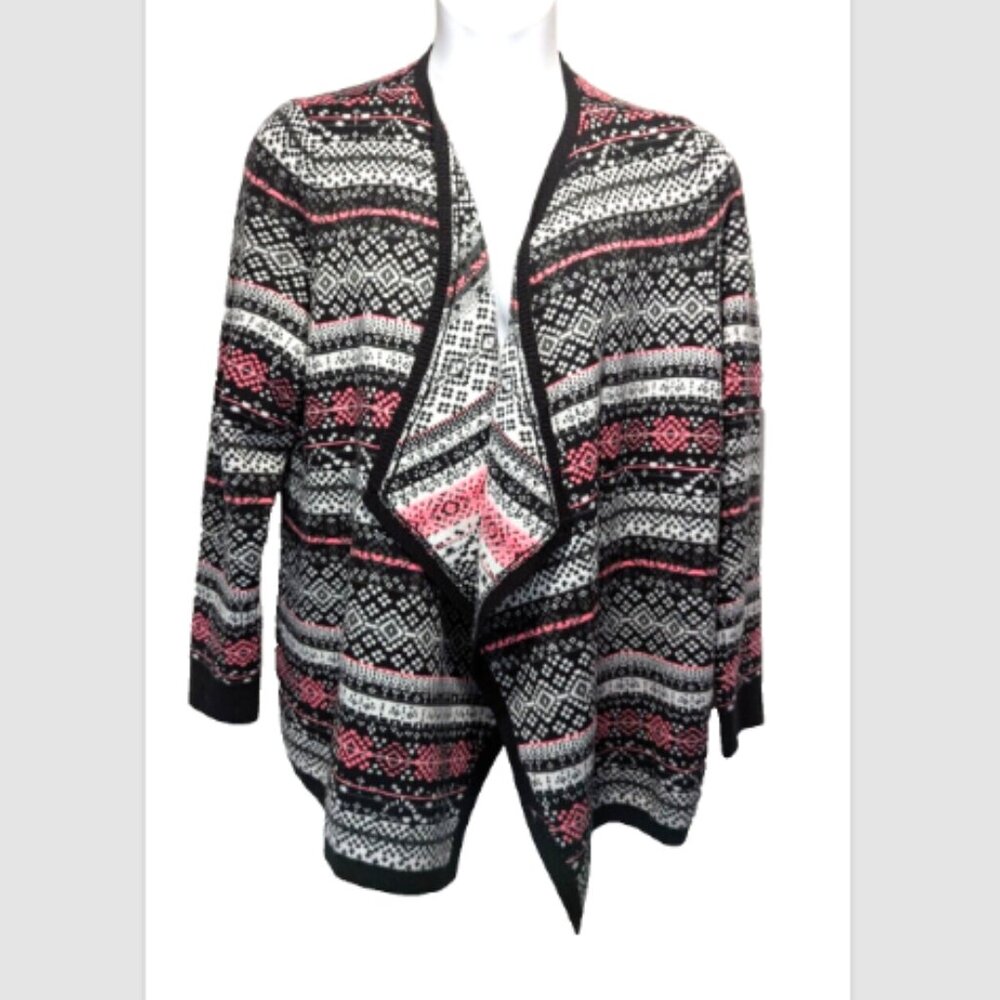 Torrid Long Sleeve Open Front Pink Black Print Cardigan Sweater Plus 2X